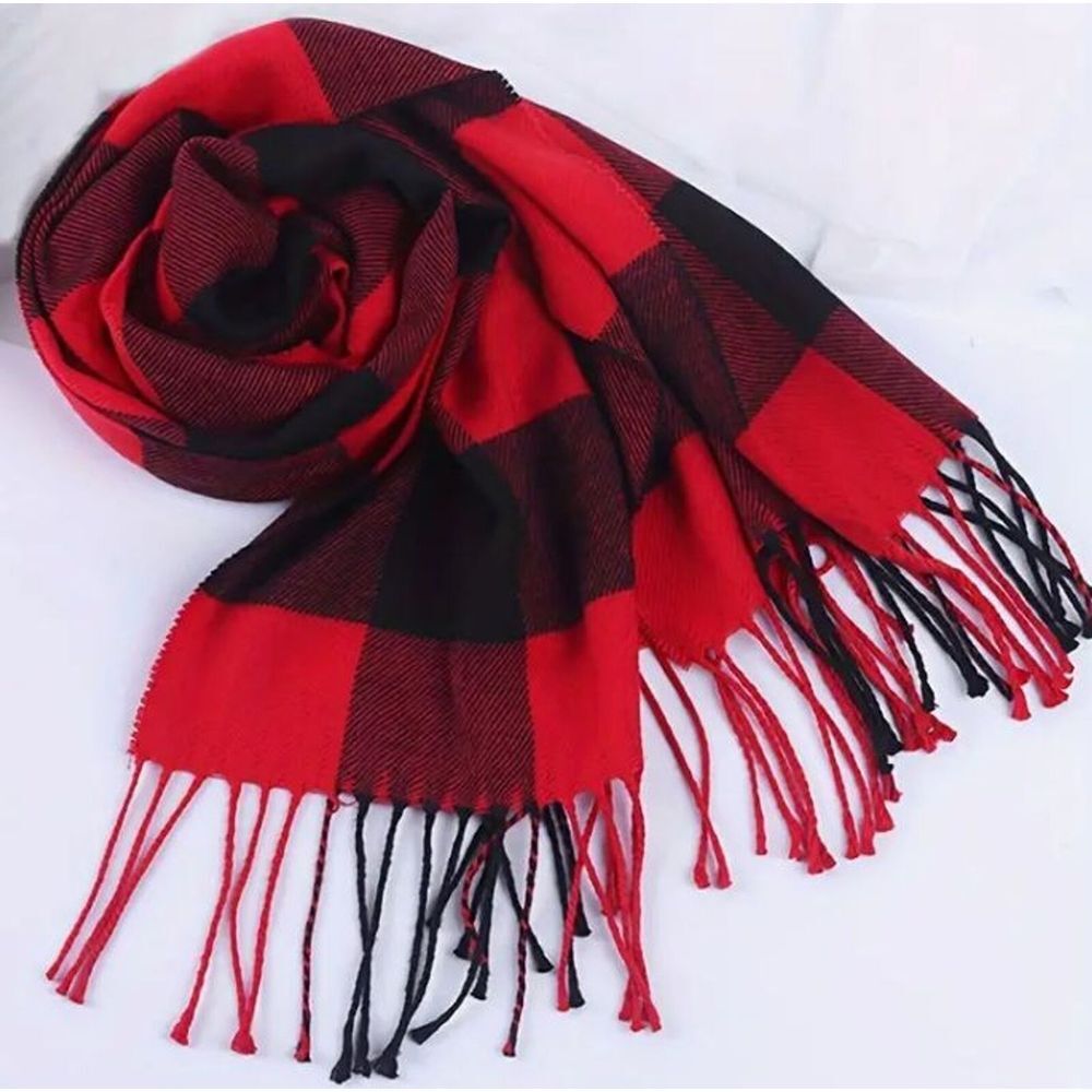 Plaid Buffalo Check Tassel Scarf Imitation Cashmere Soft Warm Shawl